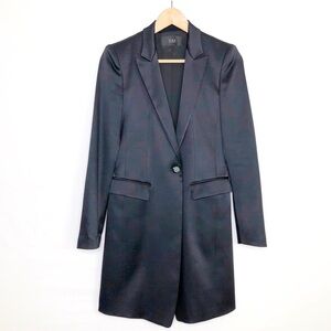 Time Post Modern Black satin one button closure blazer